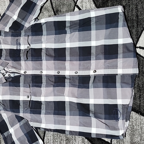 HARLEY DAVIDSON EMBROIDERED CHECKERED SHORT-SLEEVE SHIRT - Picture 7 of 13